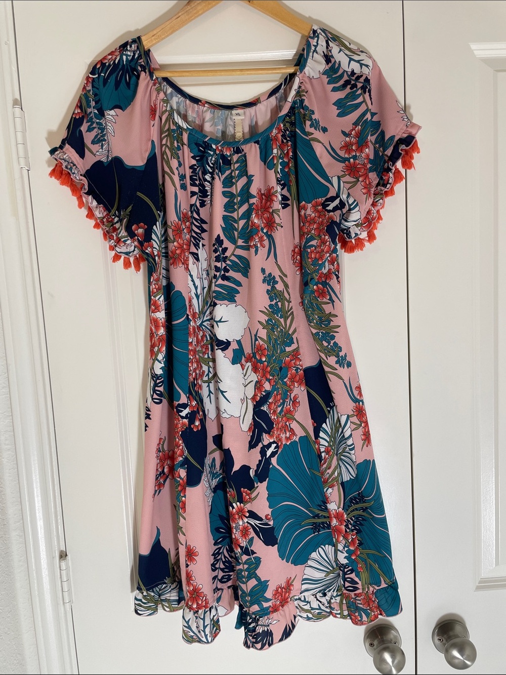 Uncle Frank Floral Tassel-Sleeve Swing Dress XL